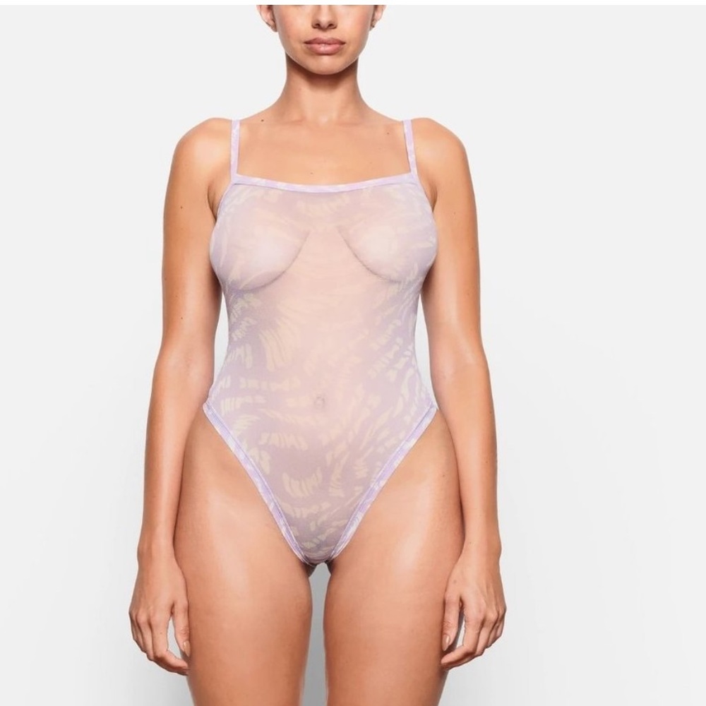 Skims limited edition Summer Mesh strappy bodysuit in lilac swirl - never worn